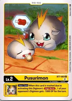 Pusurimon BT7-003 Black Uncommon In-Training (Lv2) Digimon Card CCG - Image 1