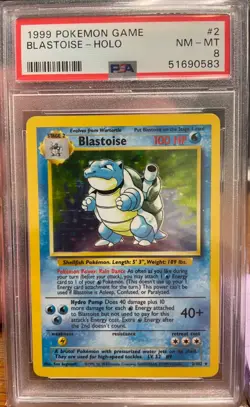 PSA 8 NM-MT Blastoise #2 Base Set Unlimited 1999 Holo Rare Pokemon Card - Image 1