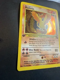 Pokemon TCG Moltres Holo Rare Card 12/62 Fossil 1st Edition LP - Image 3