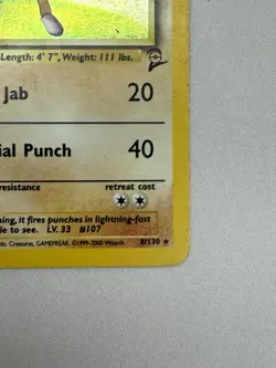 Pokemon TCG Hitmonchan Holo Rare Card Base Set 2, Card 8/130 - Image 4