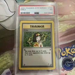 2000 POKEMON GYM HEROES #100 ERIKA TRAINER RARE PSA 7 - Image 1