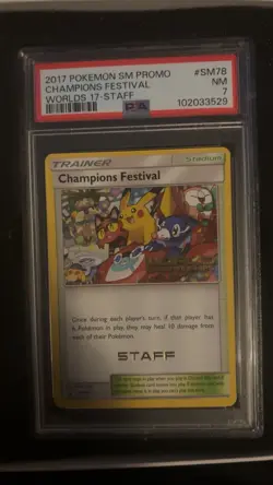 2017 POKEMON SM BLACK STAR PROMO WORLDS 17-STAFF #SM78 CHAMPIONS FESTIVAL PSA 7 - Image 2