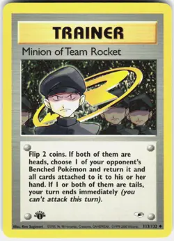 Minion of Team Rocket 113/132 Uncommon Gym Heroes Pokemon 1st Edition LP - Image 1