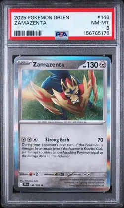 2025 POKEMON DRI EN-DESTINED RIVALS #146 ZAMAZENTA PSA 8 - Image 1