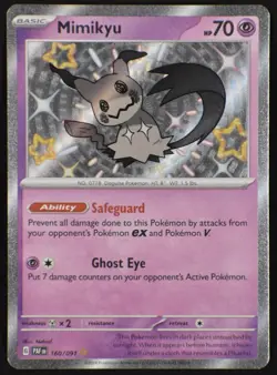 Pokemon Mimikyu TCG Paldean Fates 160/091 Baby Shiny Holo Rare - Image 1