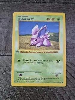 Nidoran M 55/102 1st Edition Shadowless Base Set Regular Pokemon Minty - Image 1