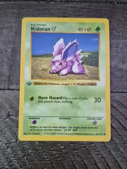 Nidoran M 55/102 1st Edition Shadowless Base Set Regular Pokemon Minty - Image 2