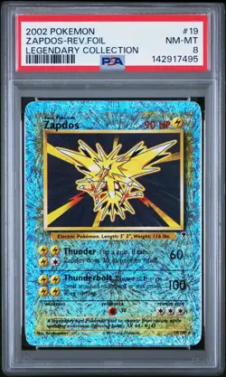 Zapdos Reverse Holo #19 2002 Pokemon Legendary Coll. PSA 8 - Image 1