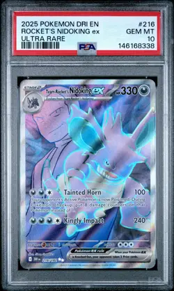 2025 Pokemon Dri En-Destined Rivals #216 Rocket'S Nidoking Ex Ultra Rare PSA 10 - Image 1