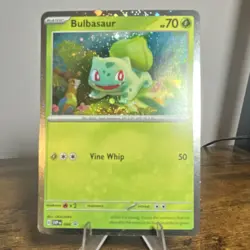 Pokemon TCG Bulbasaur 046 SVP Promo Cosmos Holo 70 HP half a swirl - Image 1