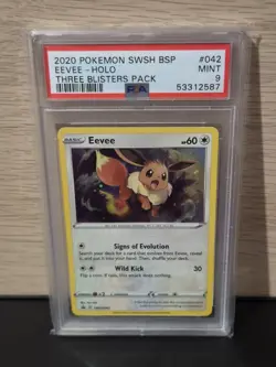 Pokemon PSA 9 Eevee Promo 2020 SWSH042 Three Blisters Pack English - Image 1