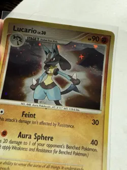 Pokemon TCG Lucario 6/130 Diamond and Pearl Holo Rare LP - Image 5