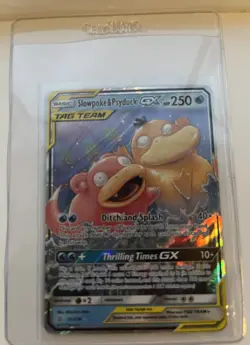 Pokemon TCG Slowpoke & Psyduck GX TAG TEAM Ultra Rare Holo SM Unified Minds 35/… - Image 1