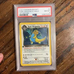 Pokemon 2000 Dark Dragonite 5/82 Holo Team Rocket 1st Edition PSA 8 - Image 1