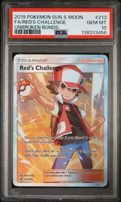 Red's Challenge 213/214 Full Art Unbroken Bonds Pokemon English PSA 10 Gem - Image 1