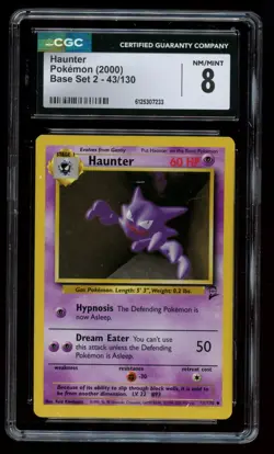 Haunter 43/130 CGC 8 NM Base Set 2 2000 Pokemon WOTC Vintage - Image 1