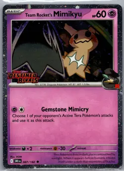 TEAM ROCKET'S MIMIKYU (DESTINED RIVALS STAMP) 087/182 HOLO POKEMON NM/M - Image 1