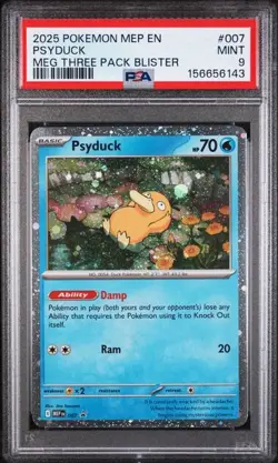2025 POKEMON MEP EN BS PROMO #007 PSYDUCK MEG THREE PACK BLISTER PSA 9 (143 - Image 1