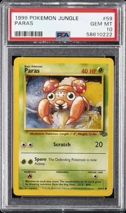 1999 POKEMON JUNGLE #59 PARAS PSA 10 - Image 1
