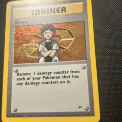 Brock HOLO 15/132 Gym Heroes Trainer VINTAGE 2000 Pokemon LP/MP - Image 2