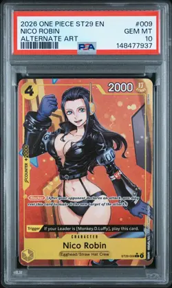 PSA 10 2026 ONE PIECE STARTER DECK ST29-ALTERNATE ART #009 NICO ROBIN GEM MINT - Image 1