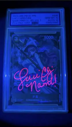 Luci Christian AUTO 10 One Piece Japanese Promo Holo Nami OP02-036 PSA 10 GEM MT - Image 3