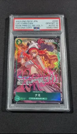 Luci Christian AUTO 10 One Piece Japanese Promo Holo Nami OP02-036 PSA 10 GEM MT - Image 4