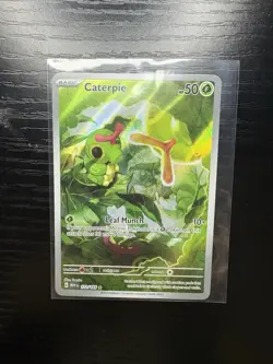 Pokemon Caterpie Illustration Rare Holo Scarlet & Violet 151 172/165 Leaf Munch - Image 1