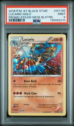📈2016 Pokemon Black Star Promo Steam Siege Blisters Lucario Holo #XY140 (PSA 9) - Image 1