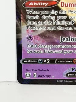 Mimikyu V 062/163 Holo V Rare Battle Styles Pokemon Near Mint Pokemon TCG - Image 5