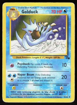 Golduck 35/62 Uncommon Fossil Pokemon Unlimited Damaged - Image 1