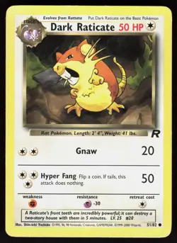 Dark Raticate 51/82 Common Team Rocket Pokemon Unlimited Damaged - Image 1