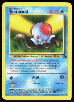Tentacool 56/62 Common Fossil Pokemon Unlimited Damaged - Image 1