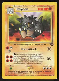 Rhydon 45/64 Uncommon Jungle Pokemon Unlimited Damaged - Image 1