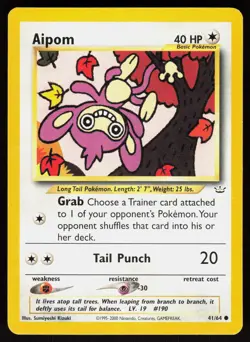 Aipom 41/64 Common Neo Revelation Pokemon Unlimited Damaged - Image 1