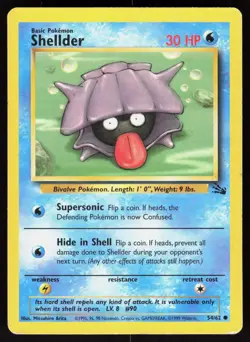 Shellder 54/62 Common Fossil Pokemon Unlimited Damaged - Image 1