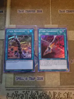 YUGIOH CYBER REVSYSTEM MP19 + CYBER EMERGENCY GEIM SUPER 1ST ED NM - Image 1