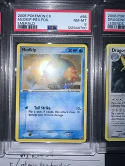 Pokemon TCG Mudkip 56/106 EX Emerald Reverse Foil Holo 2005 PSA 8 - Image 1