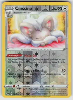 CINCCINO 147/202 RARE SWORD & SHIELD POKEMON REVERSE HOLO NEAR MINT - Image 1