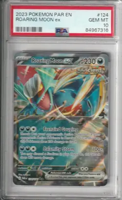 2023 Pokemon Paradox Rift Roaring Moon ex #124 PSA 10 Gem Mint - Image 1