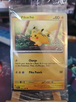 Pokemon Pikachu TCG Holo Snowflake Festive Stamp 25/165 Sealed Near Mint Mew 151 - Image 1