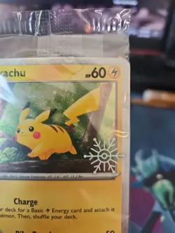 Pokemon Pikachu TCG Holo Snowflake Festive Stamp 25/165 Sealed Near Mint Mew 151 - Image 3