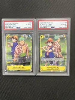 2025 One Piece Set Sail Event Monkey D. Luffy & Zoro Sequential PSA 10 - Image 1