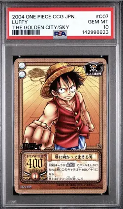 PSA 10 2004 BANDAI ONE PIECE CCG JAPANESE THE GOLDEN CITY IN THE SKY LUFFY C07 - Image 1