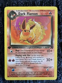 Pokemon TCG Dark Flareon 1st Edition Uncommon Card 35/82 - Image 1
