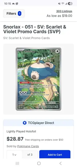 Pokemon TCG Snorlax Promo Card 051 Sealed NM Condition - Image 3