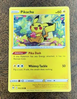 Pikachu 052/196 Lost Origin Common Pokemon Card - Image 1