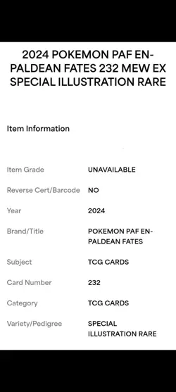 The Pokemon Company Pokemon TCG Mew ex 232/091 Paldean Fates SIR Holo - Image 2