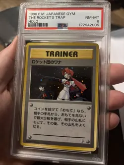 1998 Pokemon Japanese Gym The Rocket’s Trap Holo PSA 8 NM MINT - Image 2
