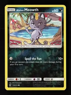Alolan Meowth 118/214 Common Lost Thunder Pokemon Lightly Played - Image 1